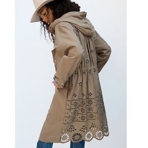 Anthropologie Harriet Embroidered Utility Coat